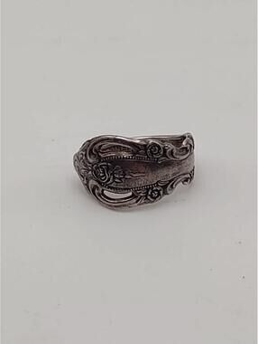 Oneida Damask Sterling Spoon Ring Sz 8 Floral Wide